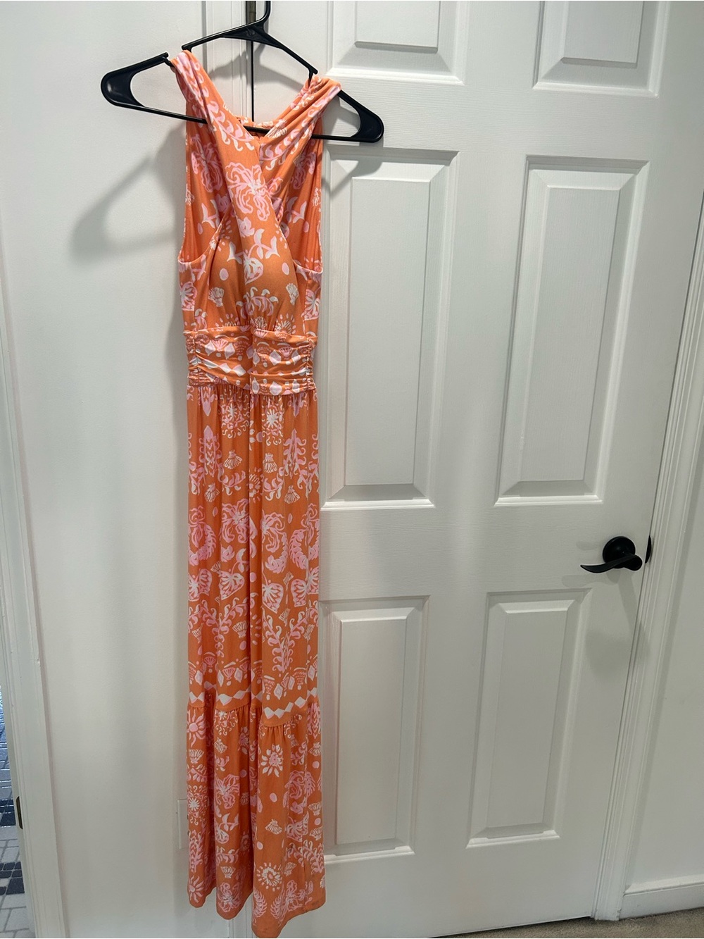 Lilly Pulitzer Peach and White Printed Halter Dress